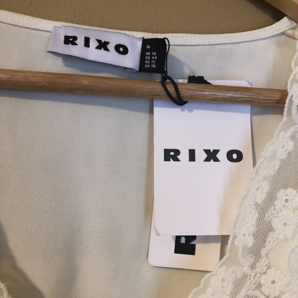 NWT Rixo cream lace satin Rochelle tie front blouse - Picture 7 of 7